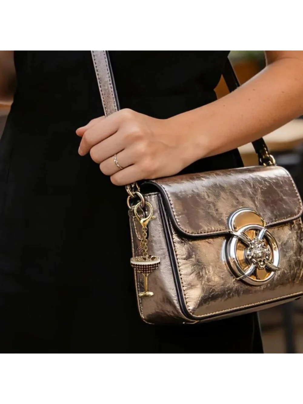 Chic Martini Olive Keychain Charm | Stylish Bag Accessory & Gift for Women